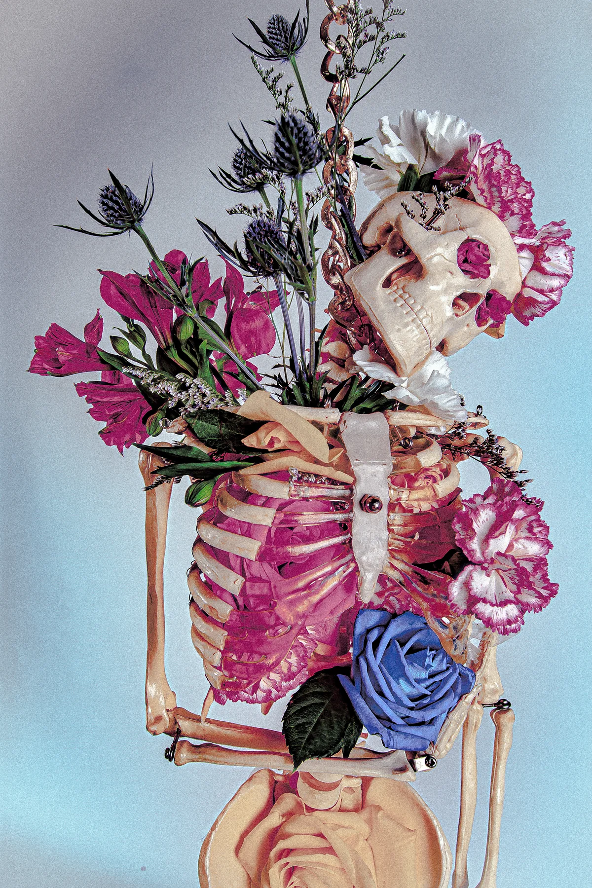 Skully floral skull vertical detail