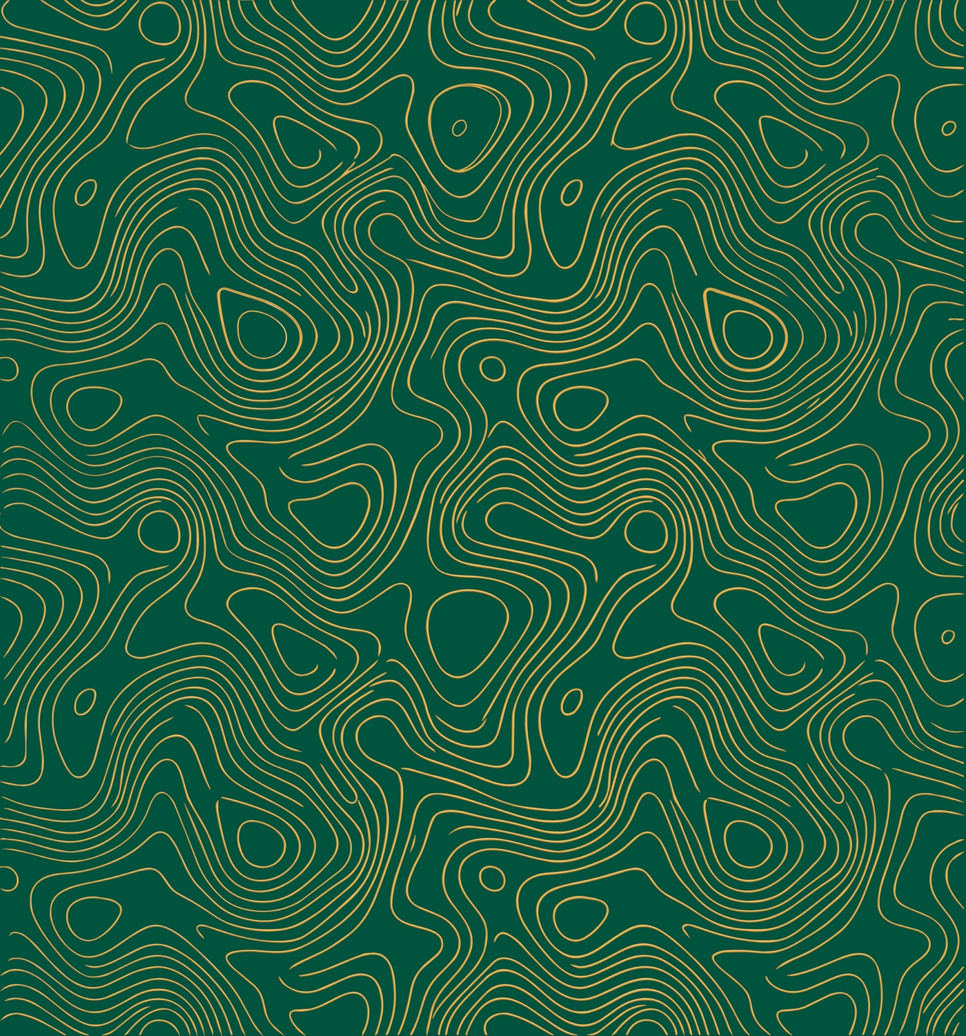 Deep emerald and gold Golf Daze topographic pattern.