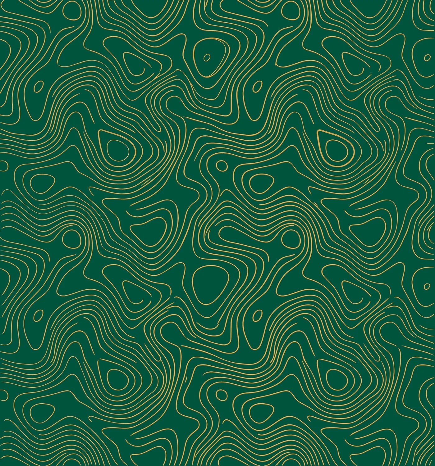 Deep emerald and gold Golf Daze topographic pattern.