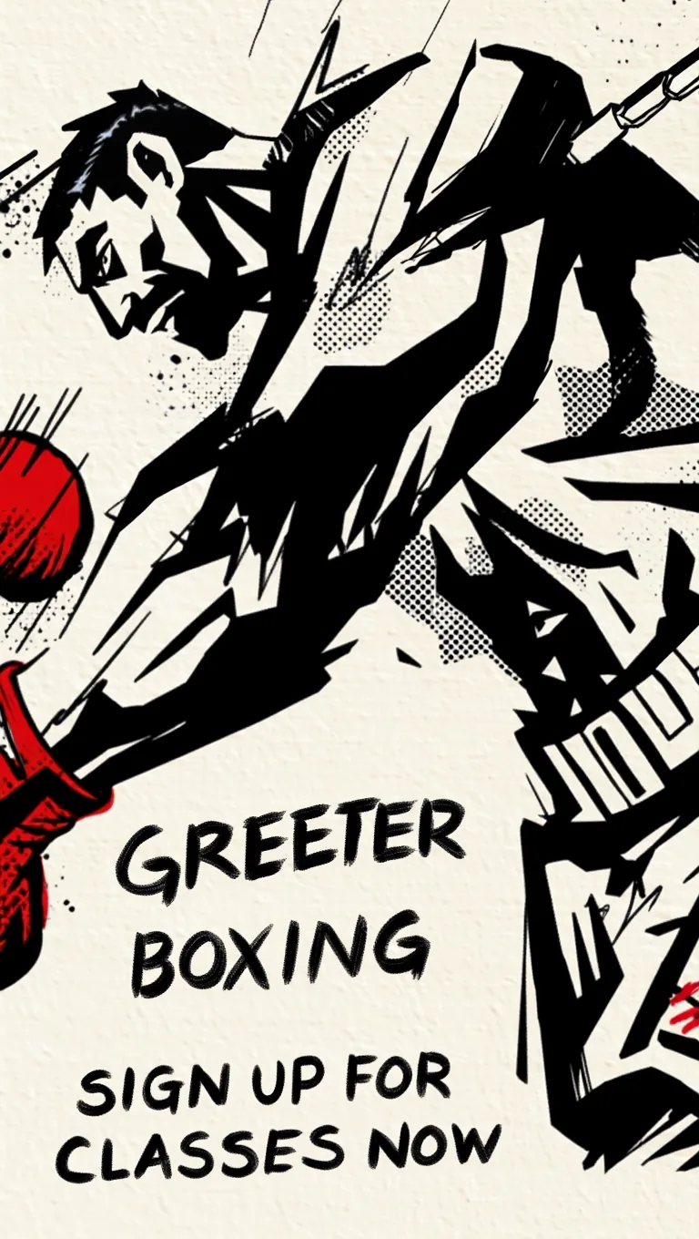 Greeter Boxing illustrated class promotion