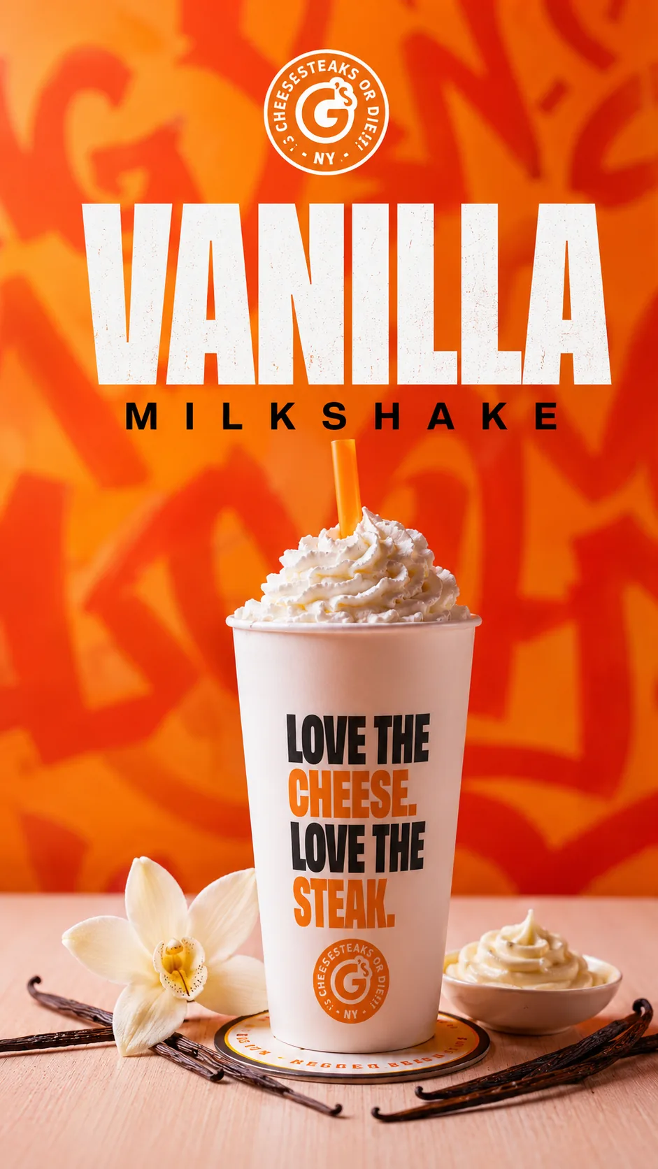 G's Cheesesteaks vanilla milkshake campaign creative