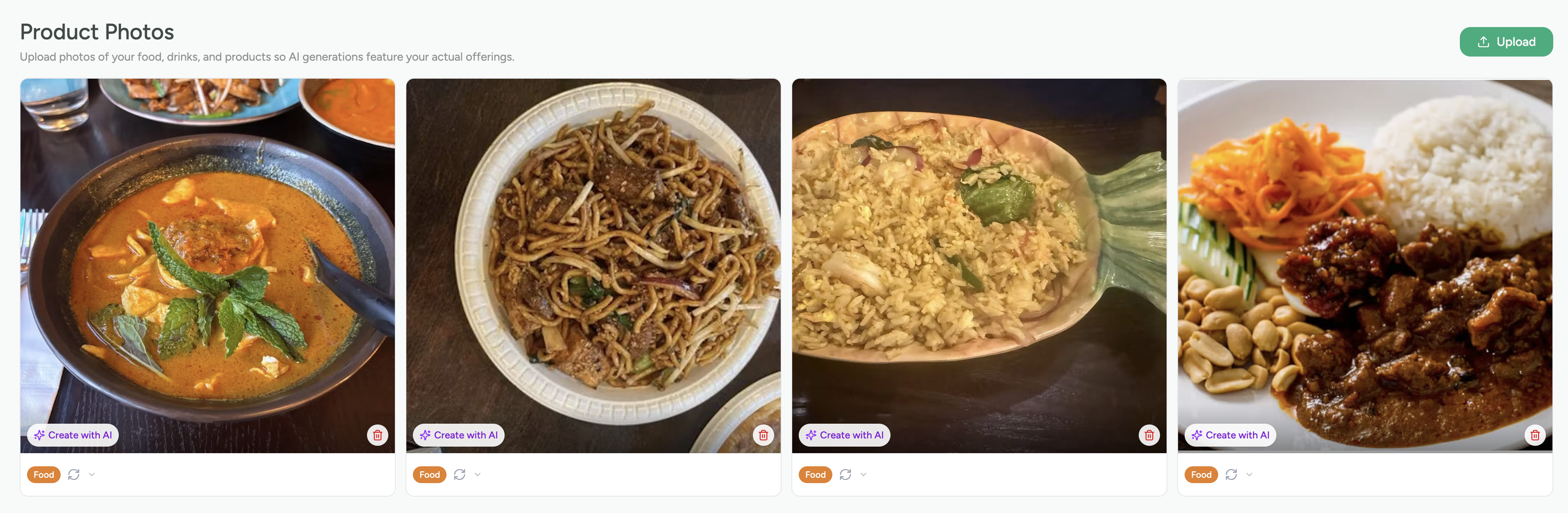 HelloGreeter product photos library showing restaurant food references