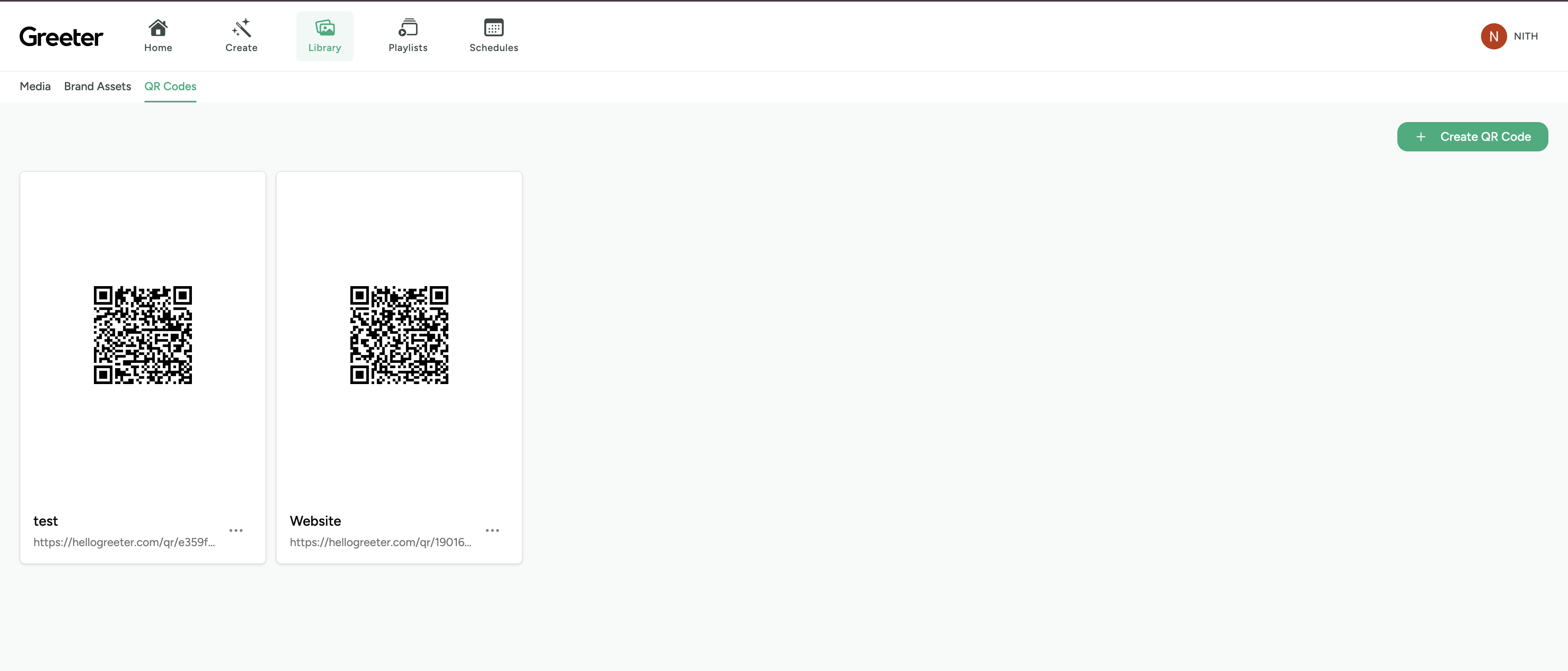 HelloGreeter QR code library with QR cards for website actions
