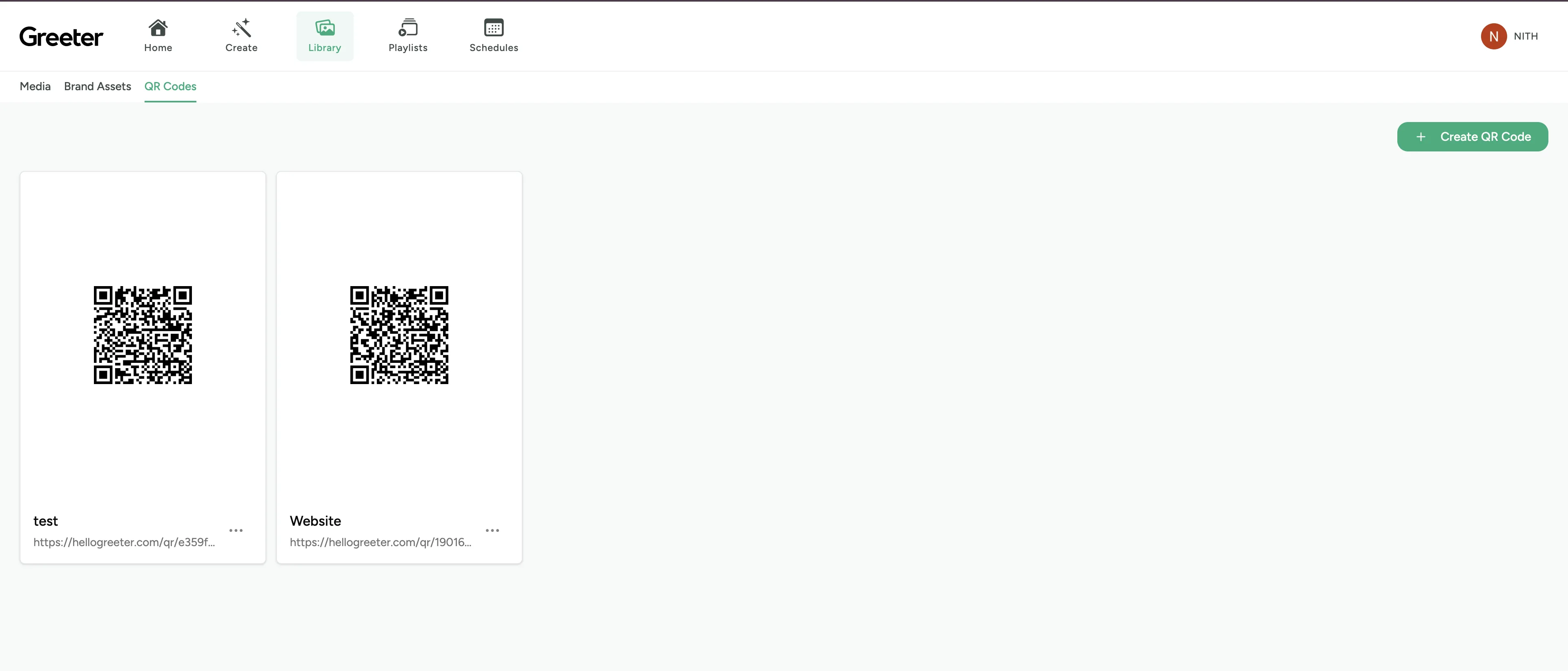 HelloGreeter QR code library with QR cards for website actions