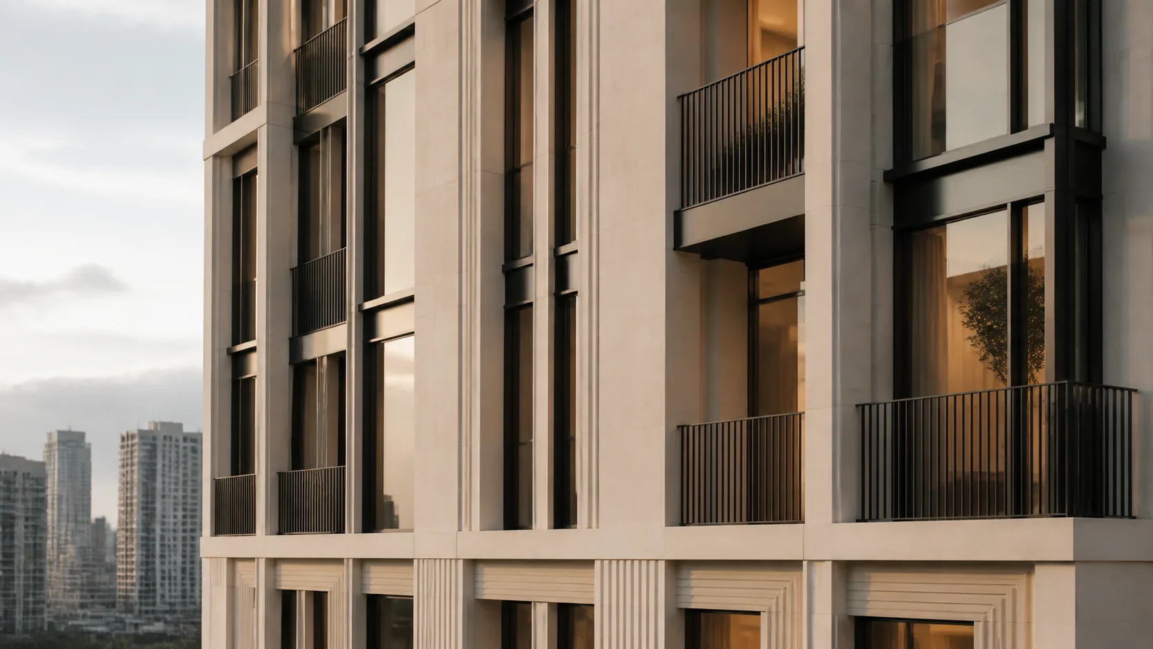 Premium property marketing page image showing downtown Toronto condo architecture details