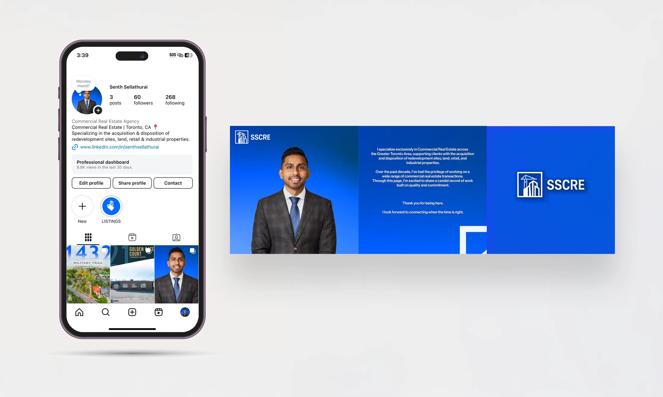 SSCRE Instagram profile and introductory carousel